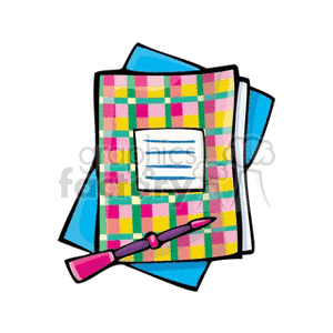 Cartoon notebook with a pen clipart. Royalty-free image # 138662