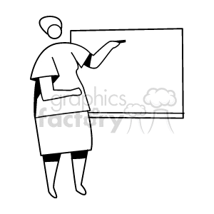 Black and white outline of a teacher and a blackboard clipart #138800 at  Graphics Factory.