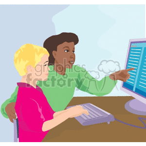 students on a computer clipart. Commercial use image # 139552