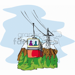 Sky lift over the mountains clipart.