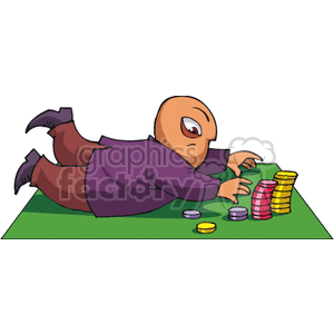 man counting his  poker chips clipart.