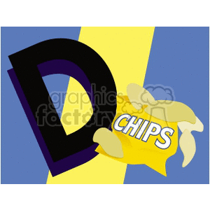 The letter D with bag of chips clipart. Royalty-free image # 140296
