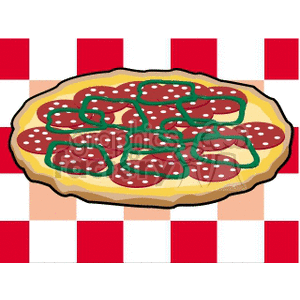 Pepperoni and green pepper pizza clipart. Royalty-free image # 140318