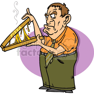 Man angry mad because his pizza is stuck to the box clipart. Commercial use image # 141618