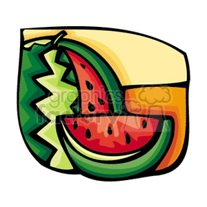 A watermelon with a slice out of it clipart. Royalty-free image # 142066