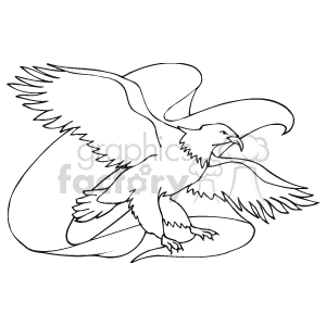 A black and white eagle with a ribbon flowing around it clipart. Royalty-free image # 142522
