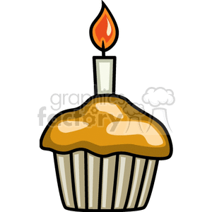 Small cupcake with a birthday candle in it clipart. Commercial use icon # 142558