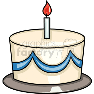 birthday cake with blue frosting and a candle clipart. Royalty-free icon # 142562