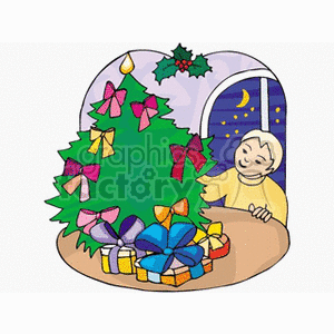 Boy Looking at The Christmas Tree on The Table clipart. Royalty-free image # 142926