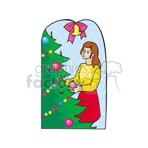   christmas xmas holidays bulb bulbs decoration decorations girl girls tree trees  girlnewyeartree2.gif Clip Art Holidays Christmas 