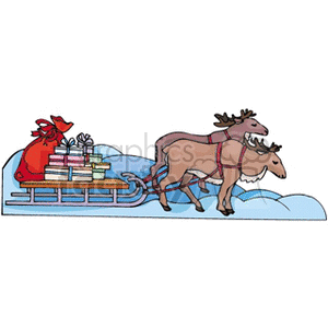 Two Reindeer Pulling a Sleigh with Christmas Presents on it clipart. Commercial use image # 143242