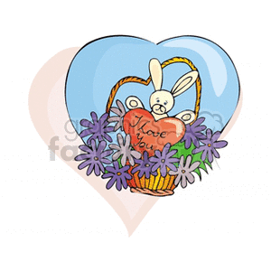 I love you easter bunny in basket animation. Commercial use animation # 144312