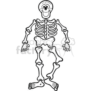 black and white cartoon skeleton