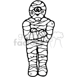 black and white cartoon mummy clipart. Commercial use image # 144933