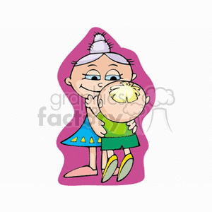 clipart - A little boy kissing his mother.
