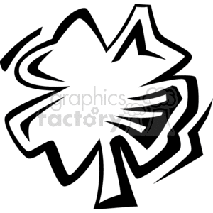 A Black and White Four leaf Clover clipart.
