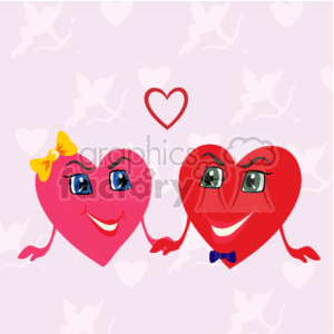 A Couple of Hearts Red and Pink Holding Hands and Smiling clipart. Commercial use image # 145681