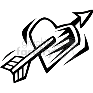 A Black and White Heart with An Arrow Through it clipart. Commercial use image # 145810