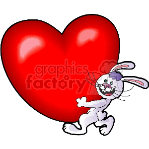 A White Bunny Rabbit Holding a Giant Red Heart clipart. Royalty-free image # 145812