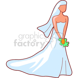 Wedding bride with a veil  clipart. Commercial use image # 146103