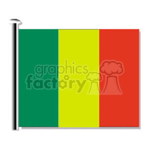 Mali flag embossed pole clipart. Commercial use image # 148454