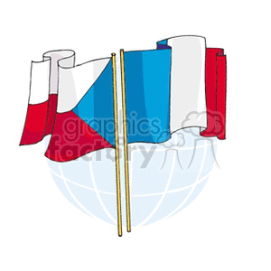 Two Flags Czechia and France clipart.