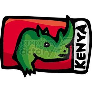 The flag of kenya with rhinoceros clipart. Commercial use image # 148590