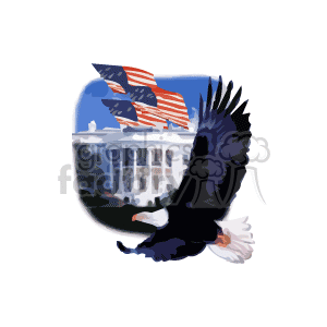 white house with flags and eagle clipart.