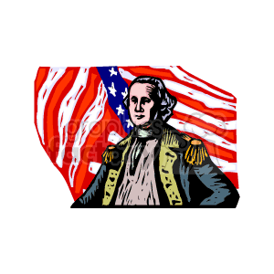 George Washington standing in front of an american flag clipart. Royalty-free image # 149348