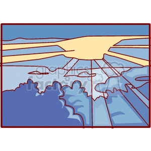 clipart - Suns rays shining through the clouds.