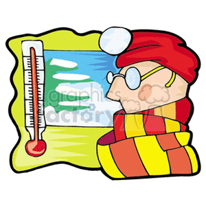 weather snow temperature scarf cold hat winter seasons scarfs guy man Clip+Art Nature Seasons 