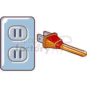 blue outlet with a cord clipart.