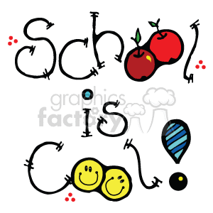  country style school is cool education apples  Clip Art Other cartoon smile faces apple apples red sketch header heading title text word wording