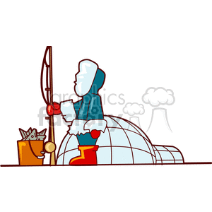 cartoon Eskimo and igloo clipart. Royalty-free image # 154198