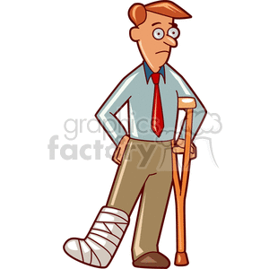 man with broken leg on crutches clipart.