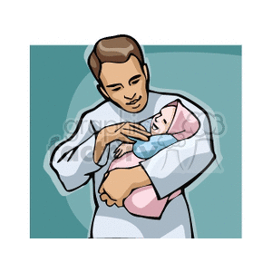 Father embracing his child clipart.