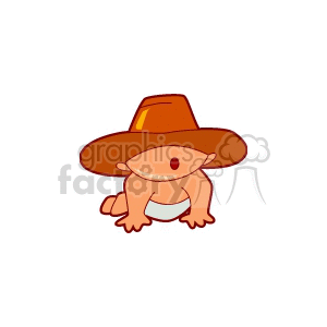 A Small Baby Crawling with a Big Brown Cowboy Hat clipart. Commercial use image # 156486
