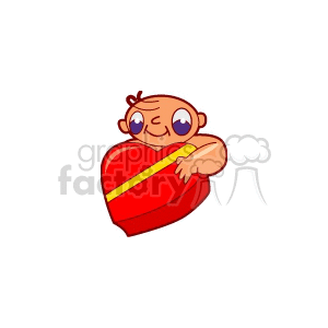 A Small Baby Holding a Big Red Valentines Heart clipart. Commercial use image # 156488