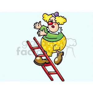 clipart - clown on a ladder.