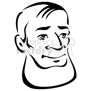 The clipart image depicts a simple line drawing of a person's face. The face is presented in profile, showing one side with distinct features such as the eye, nose, ear, mouth, and outlines of the jaw and neckline. There are minimal details, but the expression appears neutral.