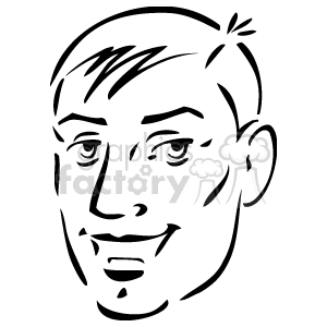 The clipart image displays a line drawing of a person's face. It is a simple, stylized representation, likely used for various design purposes such as avatars, logos, or illustrations in written material.
