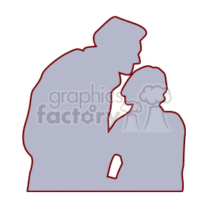 Silhouette of a father kissing his child on the head