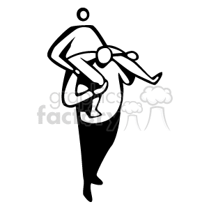 Black and white man with a boy on his shoulders clipart. Commercial use image # 157502