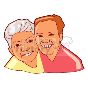 A mother and a son with their heads together smiling clipart. Commercial use image # 157528