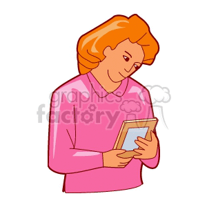 A woman looking at a picture clipart. Commercial use image # 157544