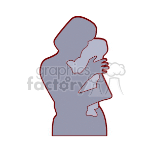 Mother embracing child clipart.