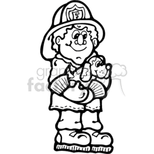  country style fireman firefighter hero puppy rescue firefighters firemen   firefighting001PR_bw Clip Art People Fire Fighters 