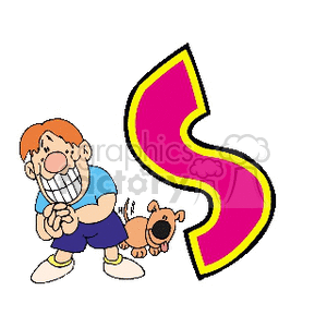 Smiling boy and dog with the letter S clipart. Commercial use image # 158603