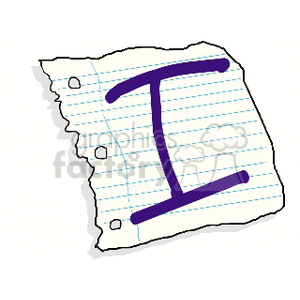 Letter I written on notebook paper clipart. Royalty-free image # 158613