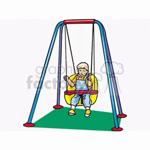 Baby in a baby swing clipart.